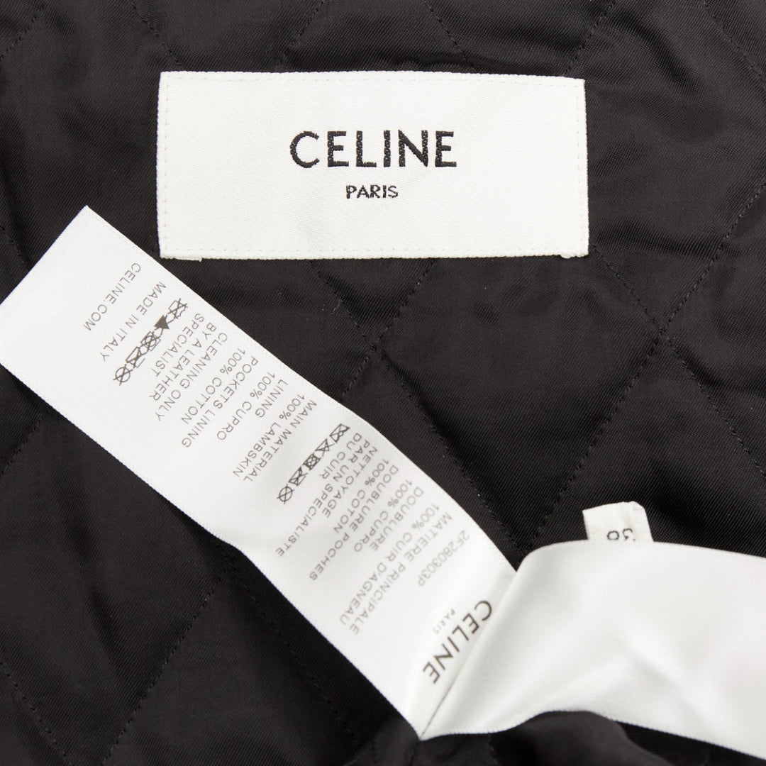 CELINE 2021 Hedi Slimane Chasseur black lambskin button cropped jacket
