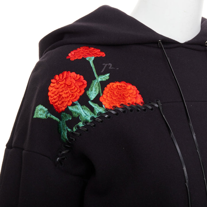 ALEXANDER MCQUEEN 2017 black multicolour embroidery patchwork hoodie IT40 S