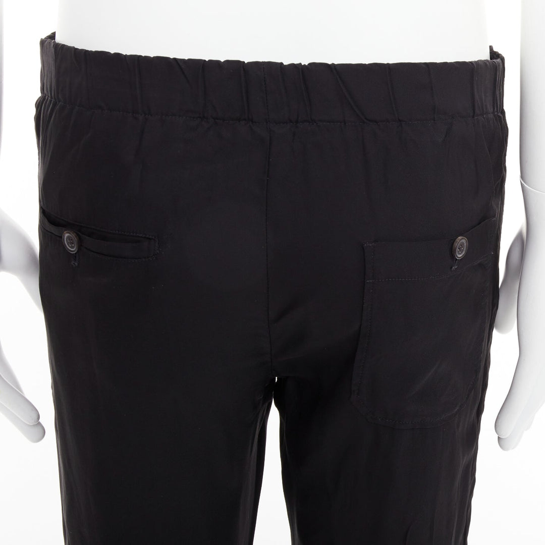 LANVIN black silver zip pocket mid waist tapered jogger pants FR46 S