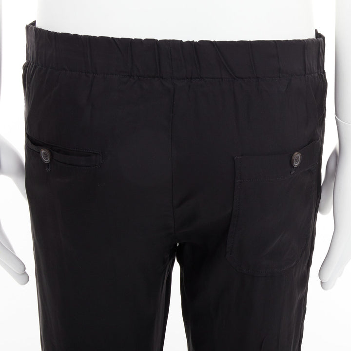 LANVIN black silver zip pocket mid waist tapered jogger pants FR46 S