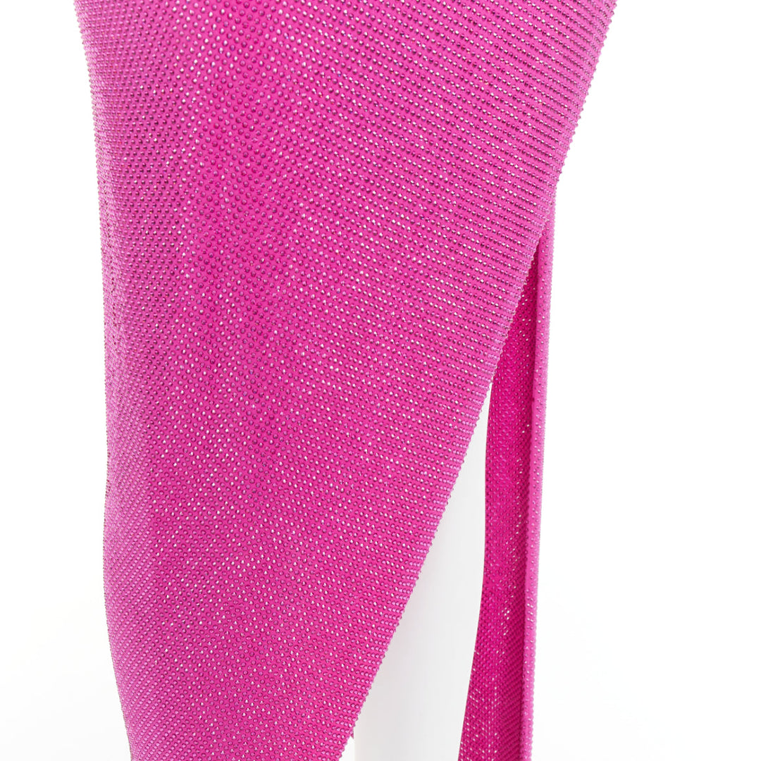 rare ALEXANDRE VAUTHIER COUTURE AW2019 Runway pink crystal sash drape gown