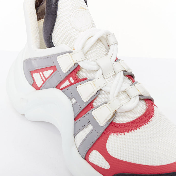 LOUIS VUITTON Archlight pink white leather mesh architectural sneakers EU37