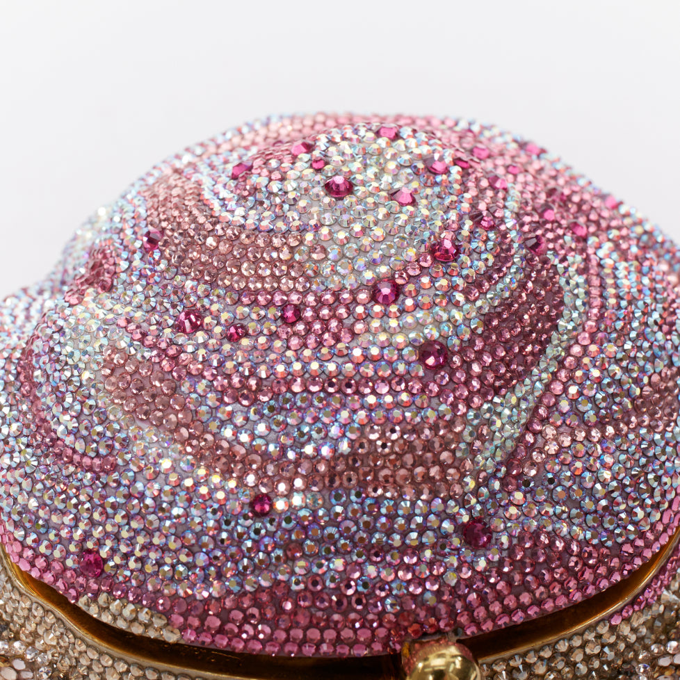 JUDITH LEIBER Limited pink gold strawberry cupcake crystal Say Yes clutch bag