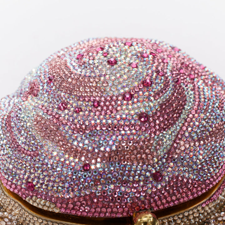 JUDITH LEIBER Limited pink gold strawberry cupcake crystal Say Yes clutch bag