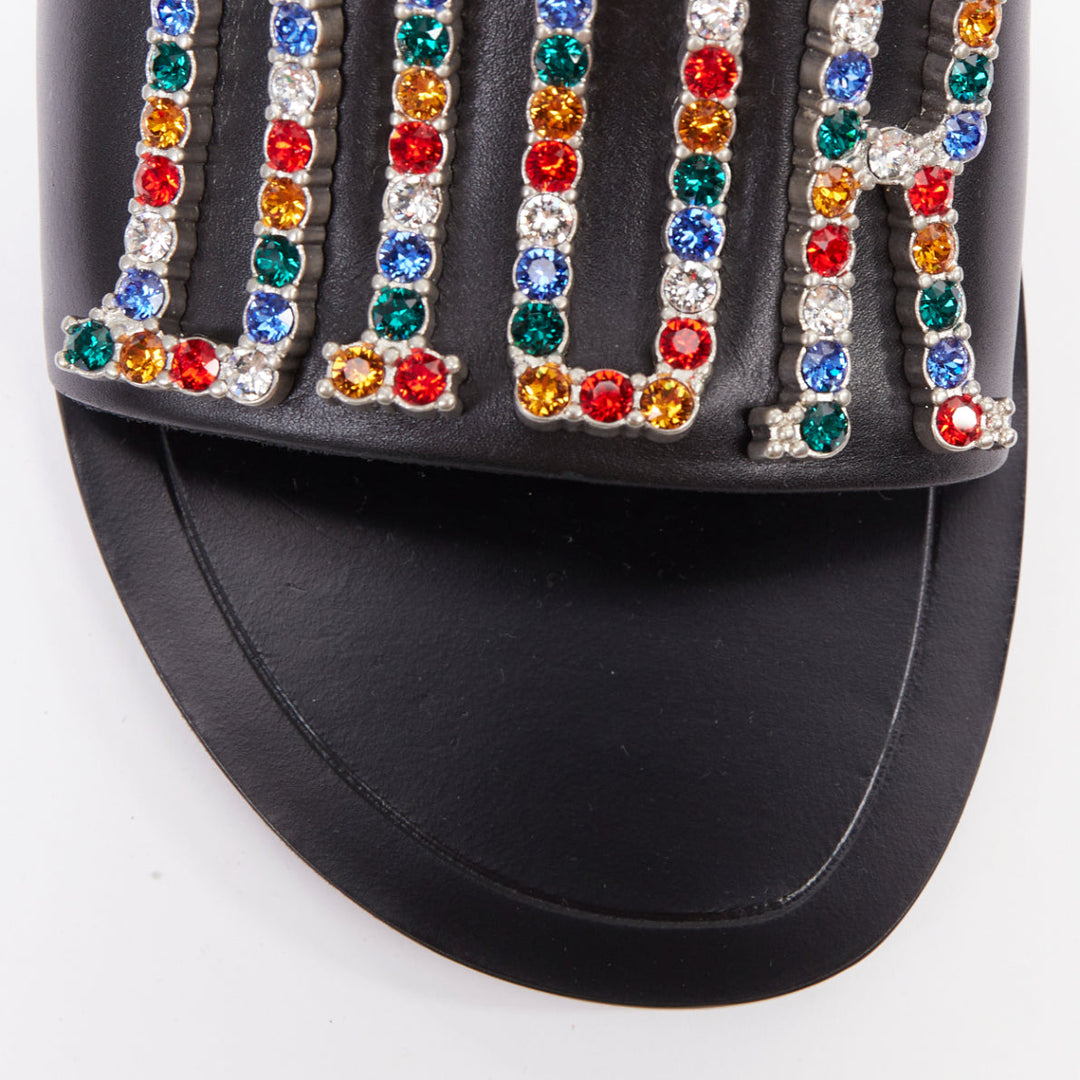 DIOR Diorevolution multicolor crystal pave logo sandals slides EU40