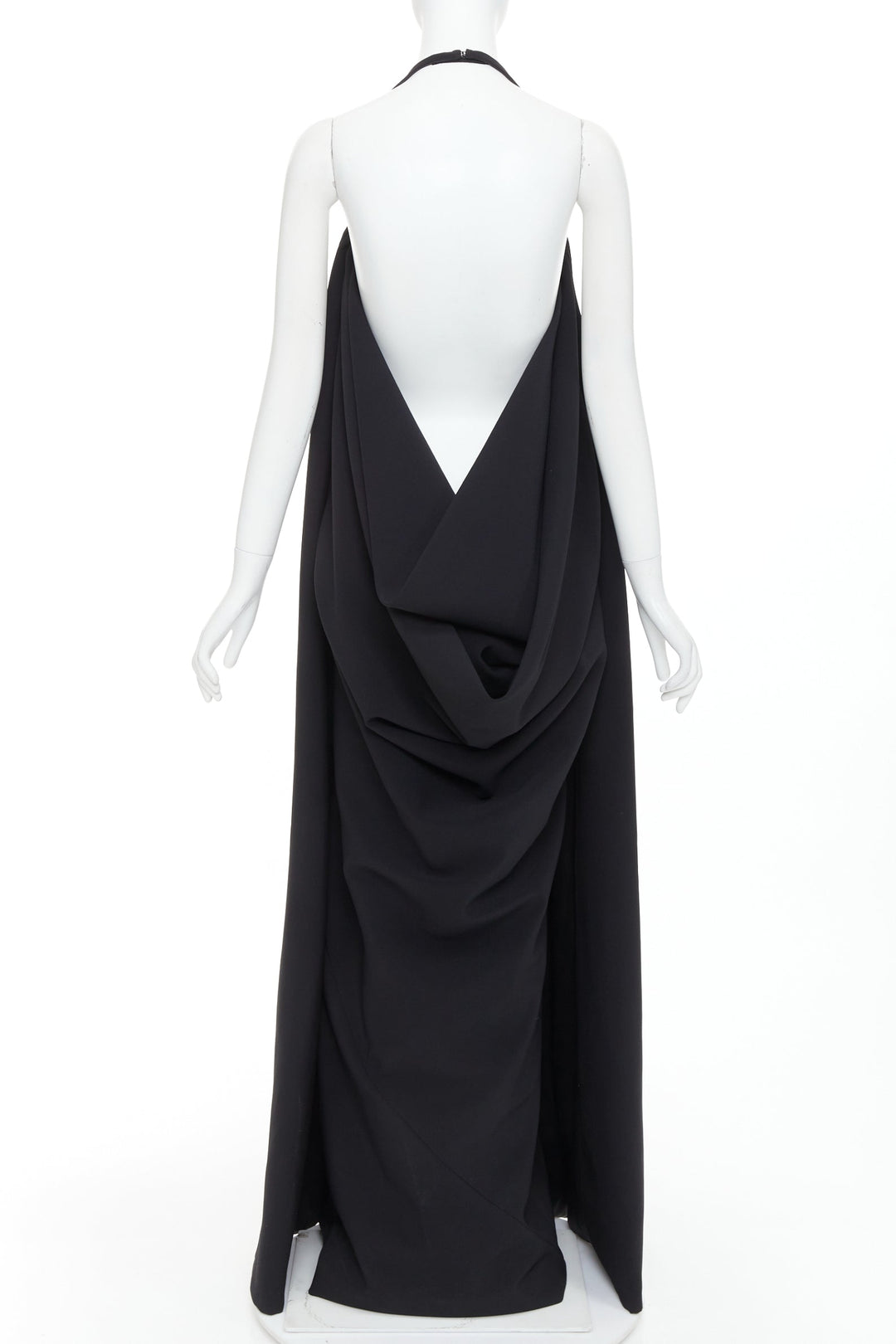 ALEXANDRE VAUTHIER COUTURE black halter neck cowl back voluminous maxi gown