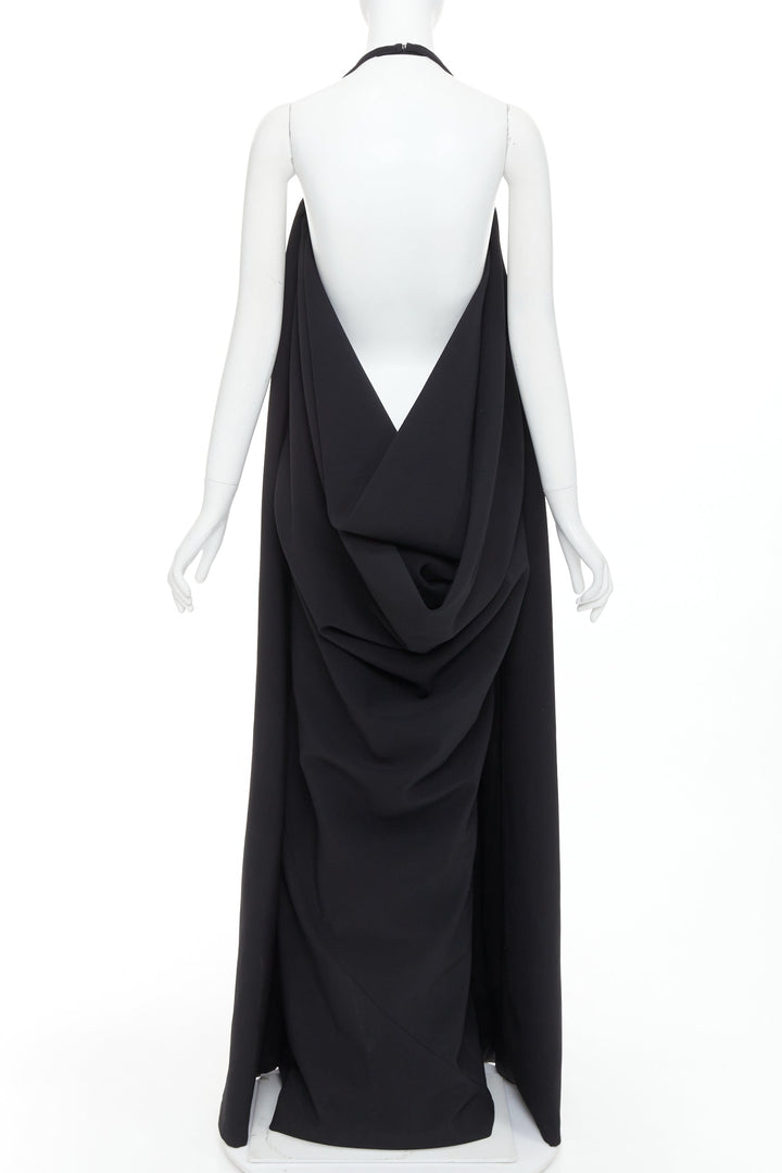 ALEXANDRE VAUTHIER COUTURE black halter neck cowl back voluminous maxi gown