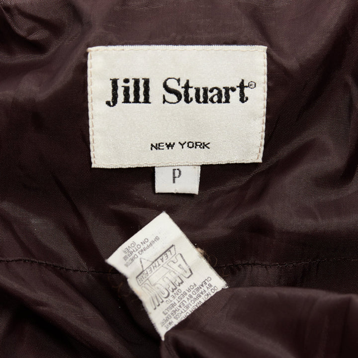 JILL STUART burgundy leather button up fitted leather utility jacket XS