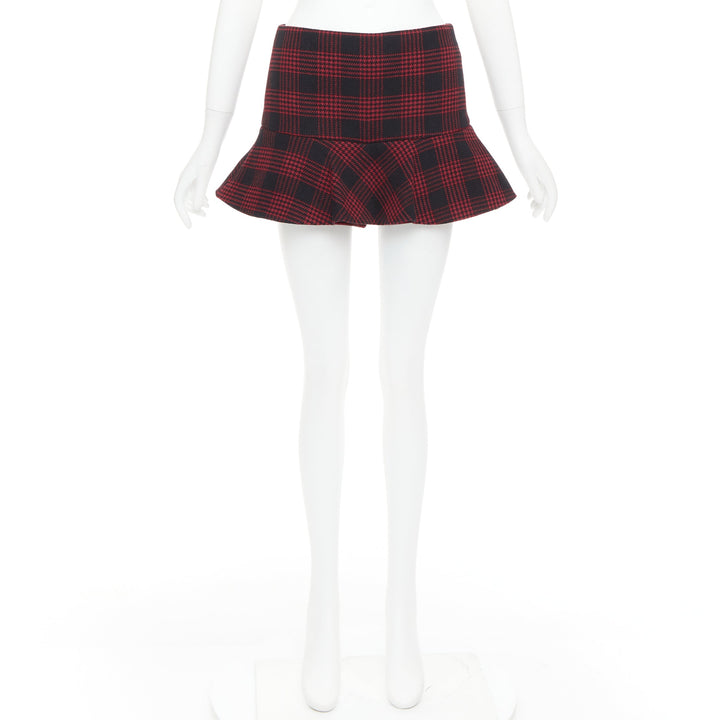 RED VALENTINO red black houndstooth checked flared mini skort IT38 XS