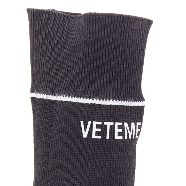 VETEMENTS Demna Blue Cigarette Lighter high heel logo sock knit boots EU37