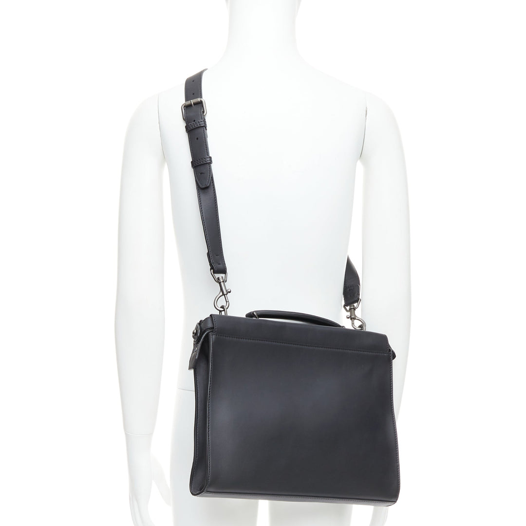 FENDI Peekaboo black leather bug monster eye crossbody briefcase