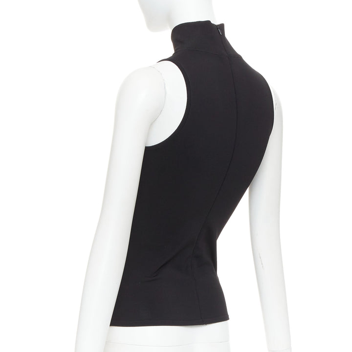 ALEXANDRE VAUTHIER black stretch knit high neck zip back sleeveless top