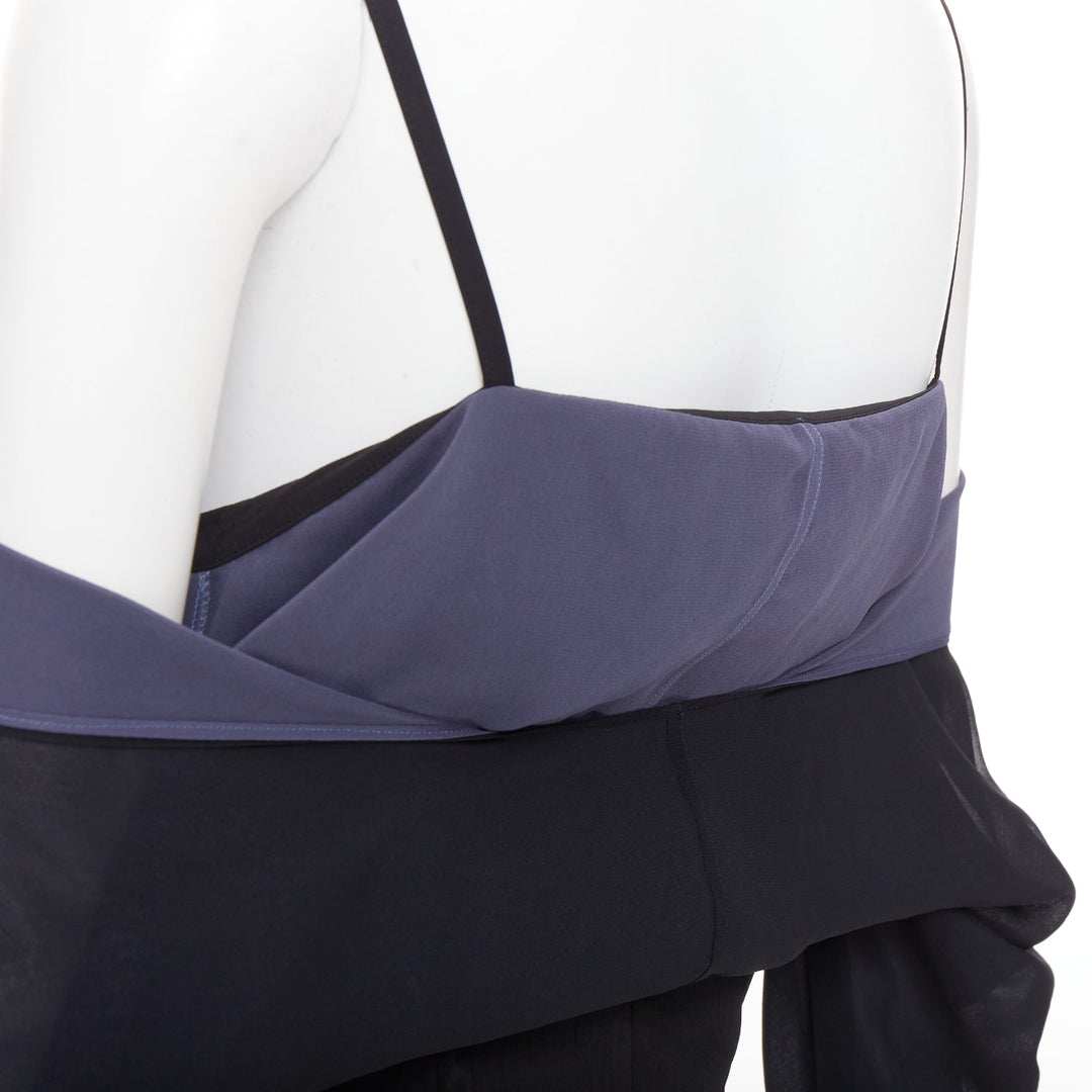 DOLCE GABBANA Vintage black grey cold off shoulder spaghetti button top