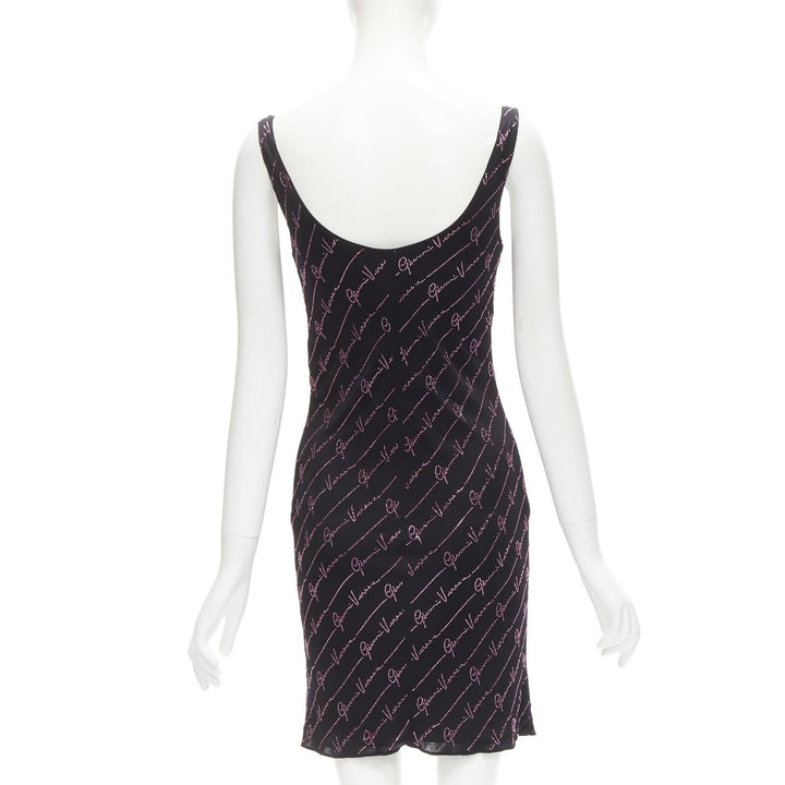 VERSACE Gianni Signature black pink crystal Medusa mini dress IT38 XS