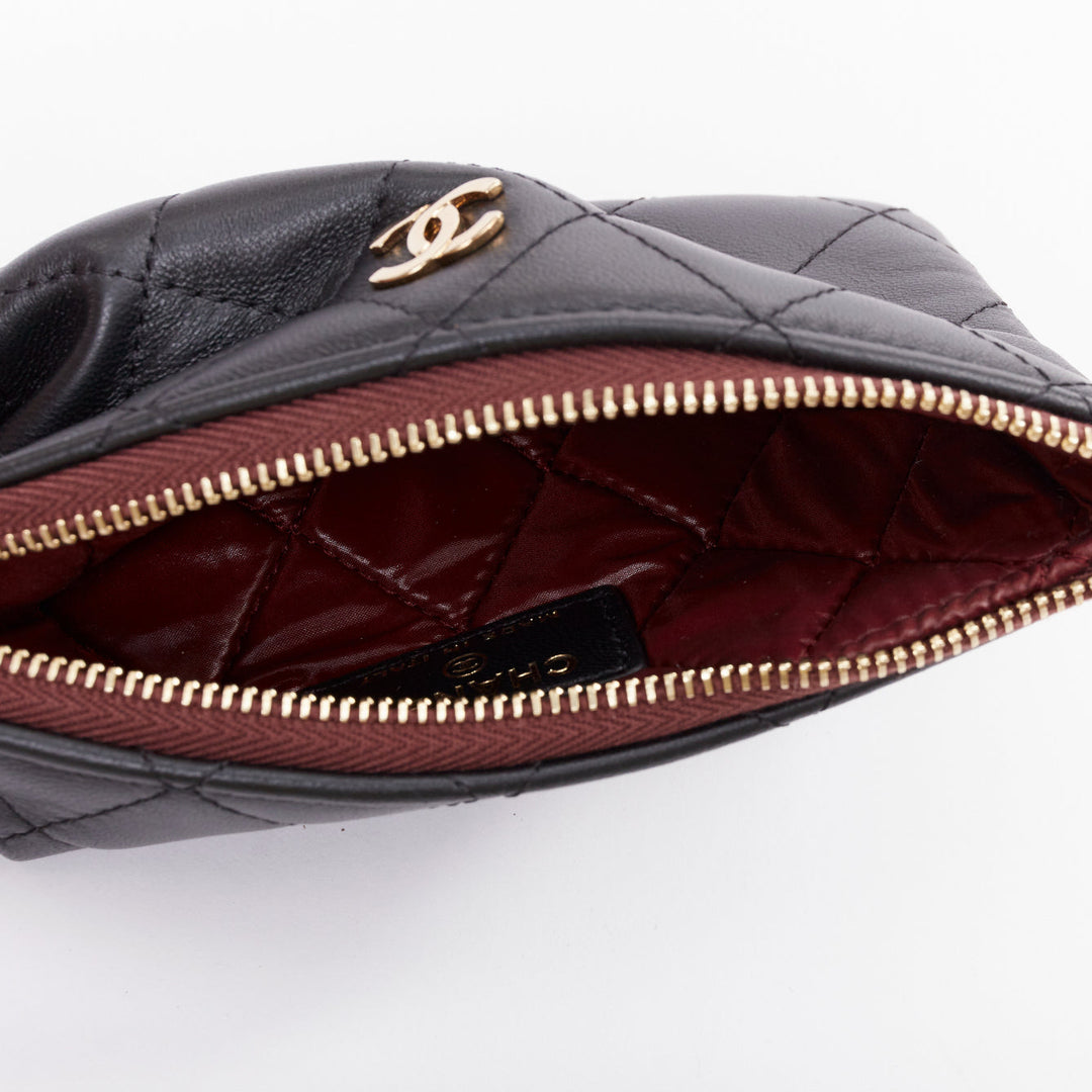 CHANEL Classic Small Zipped Pouch smooth lambskin  gold tone metal pouch