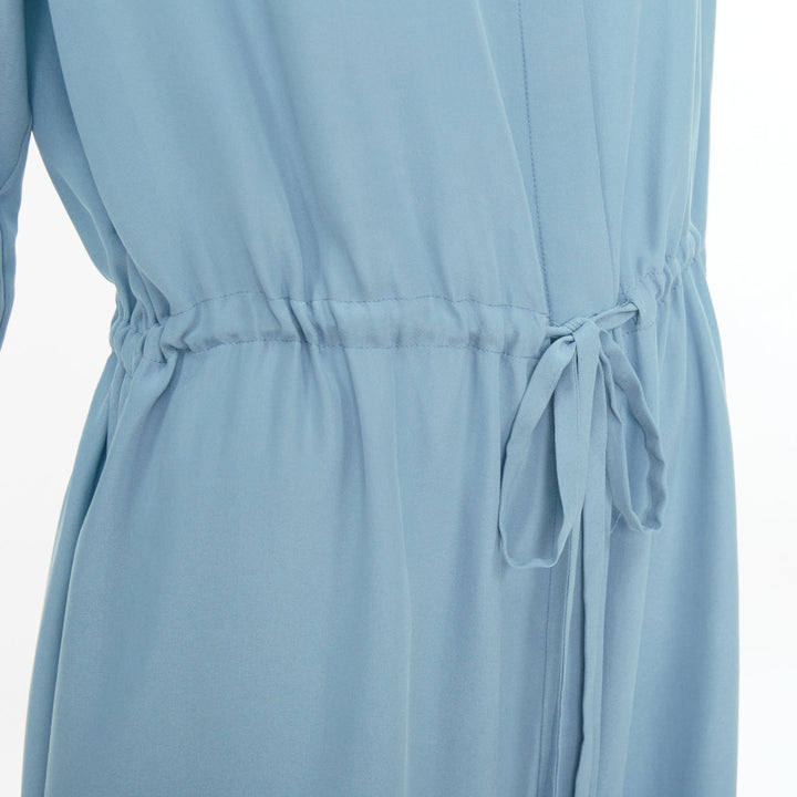 JOSEPH powder blue silk drawstring waist long sleeve button shirt dress FR34 XS