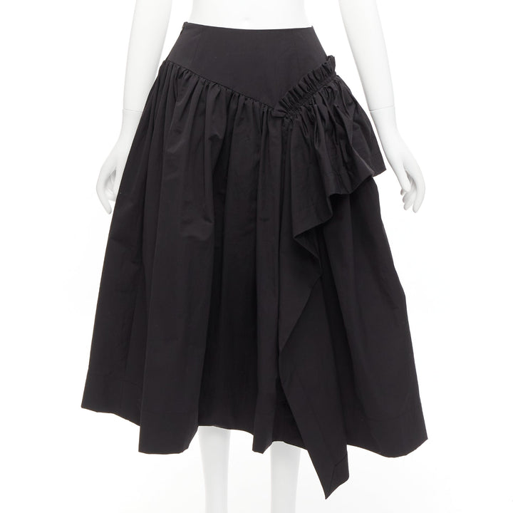 MINJUKIM 2022 black polyester ruffle trim full skirt IT34 XS