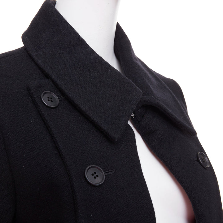 LIMI FEU black wool asymmetrical double breasted wool melton peacoat jacket S