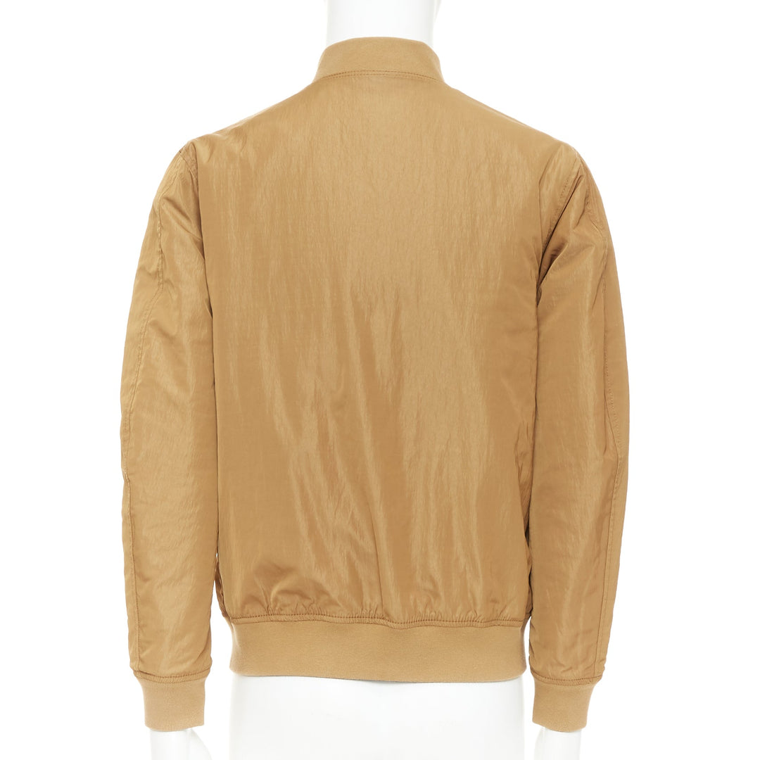 KENT AND CURWEN Reversible navy brown cotton blend zip up bomber jacket M