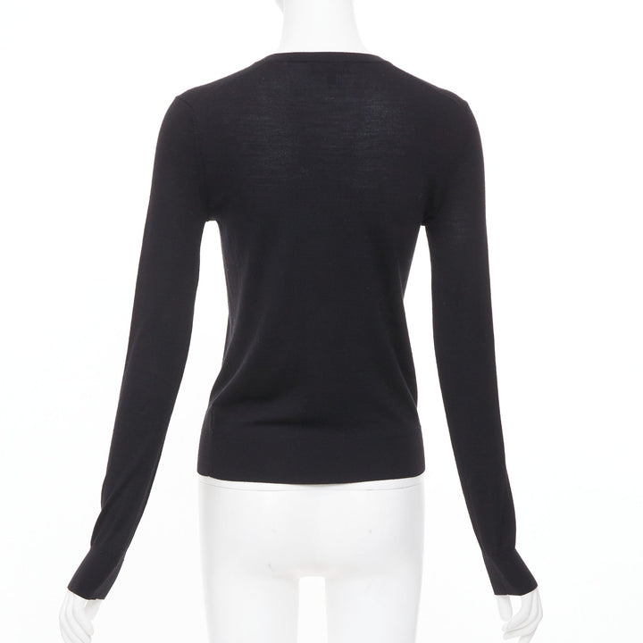 THEORY black wool blend fine knit long sleeve warm crew neck sweater P XS