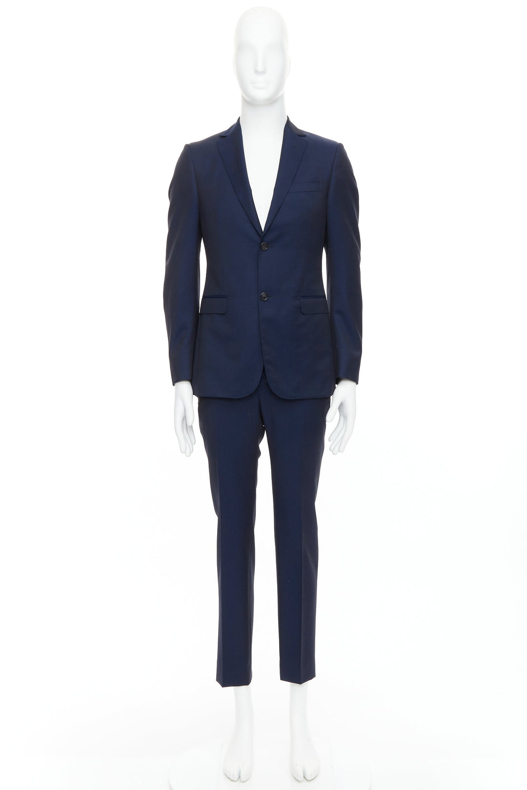 Z ZEGNA Drop 8 navy blue wool mohair low shine slim blazer pants suit EU46 S