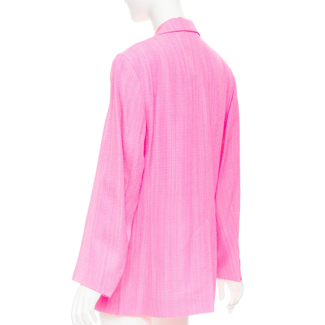 JACQUEMUS 2023 La Raphia  La Veste d'Homme Blazer neon pink long blazer FR36 S
