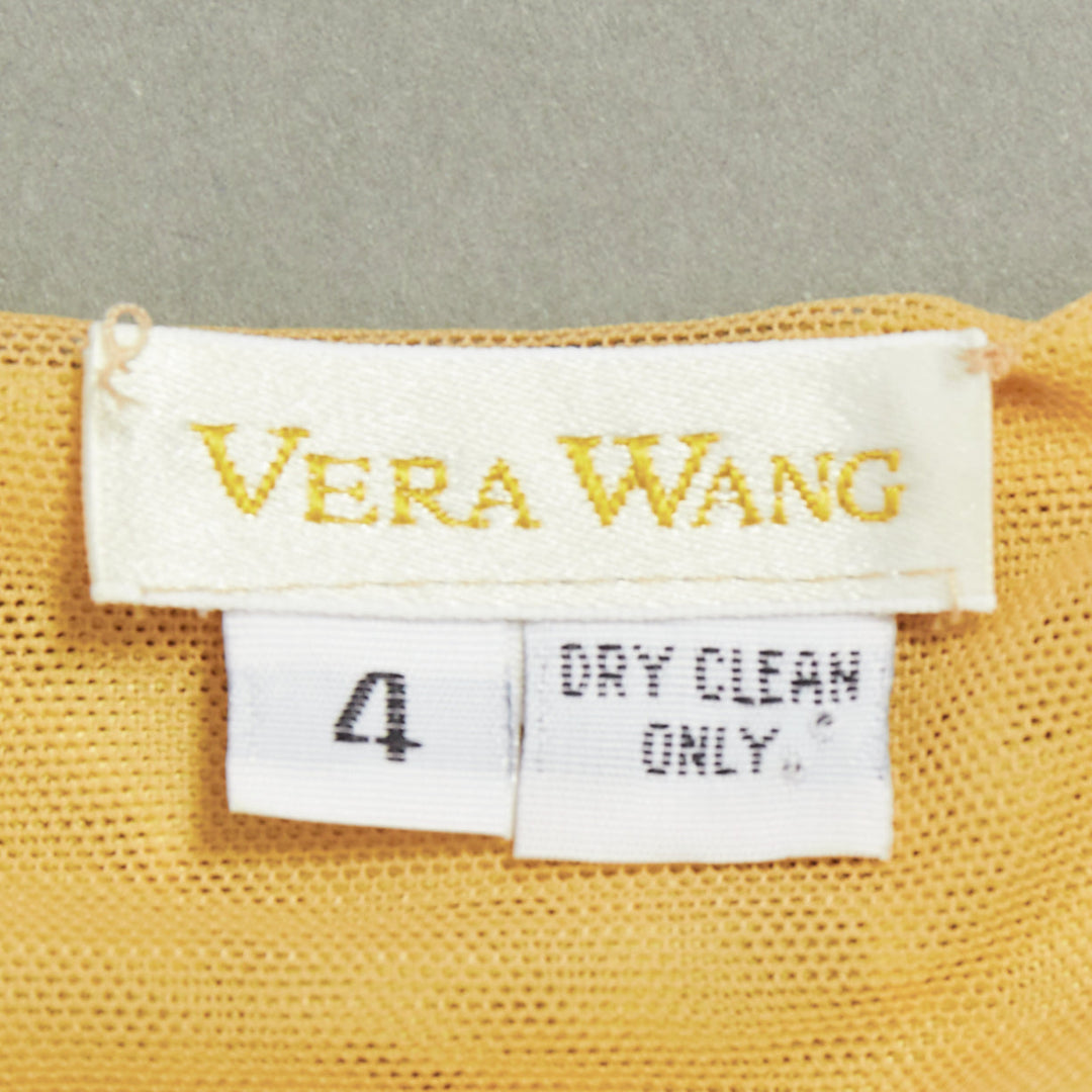 VERA WANG Vintage butter yellow clear bead embellished bandeau tube top US4 S