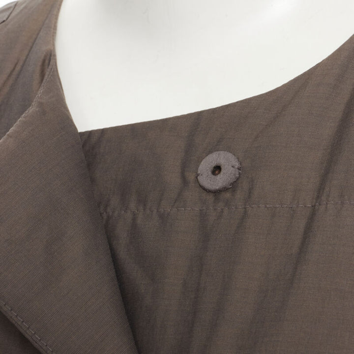 BRUNELLO CUCINELLI brown cotton silk blend belted cuffed padded jacket IT42 M