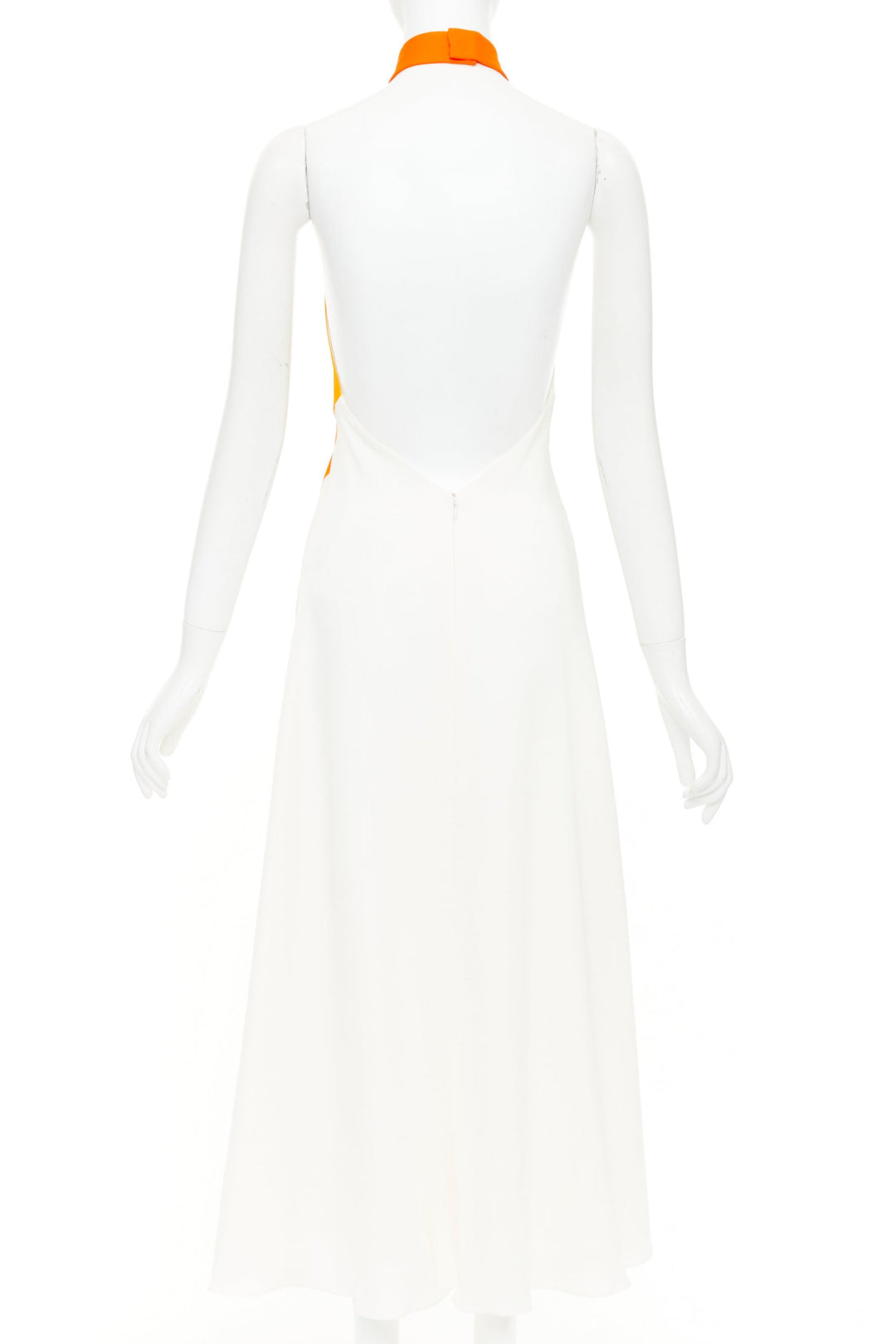 FERRAGAMO Maximilian Davis 2023 Runway orange sunset silk halter dress IT38 XS