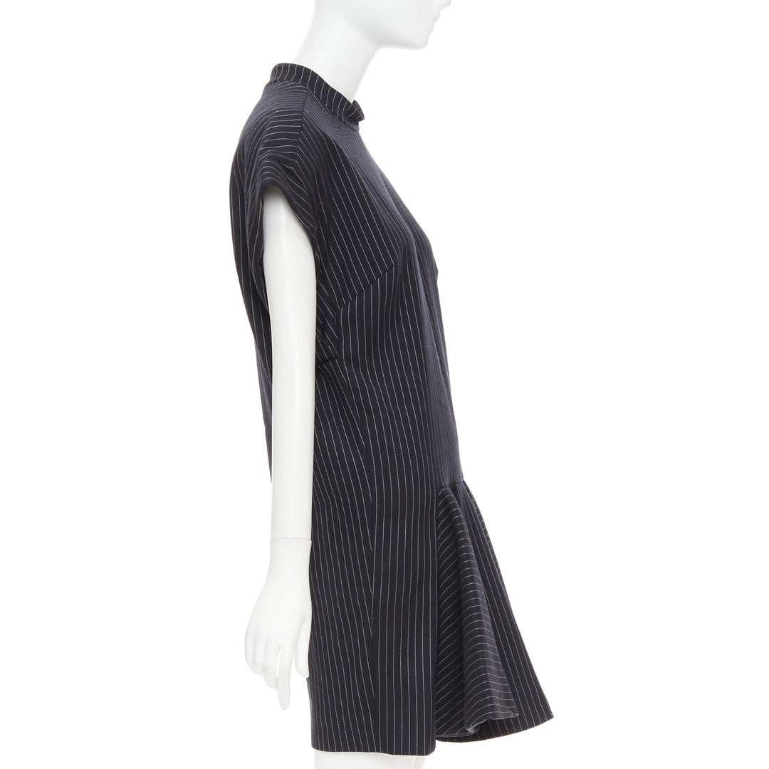 STELLA MCCARTNEY 2013 grey wool blend pinstripe structural pleated dress IT40 S