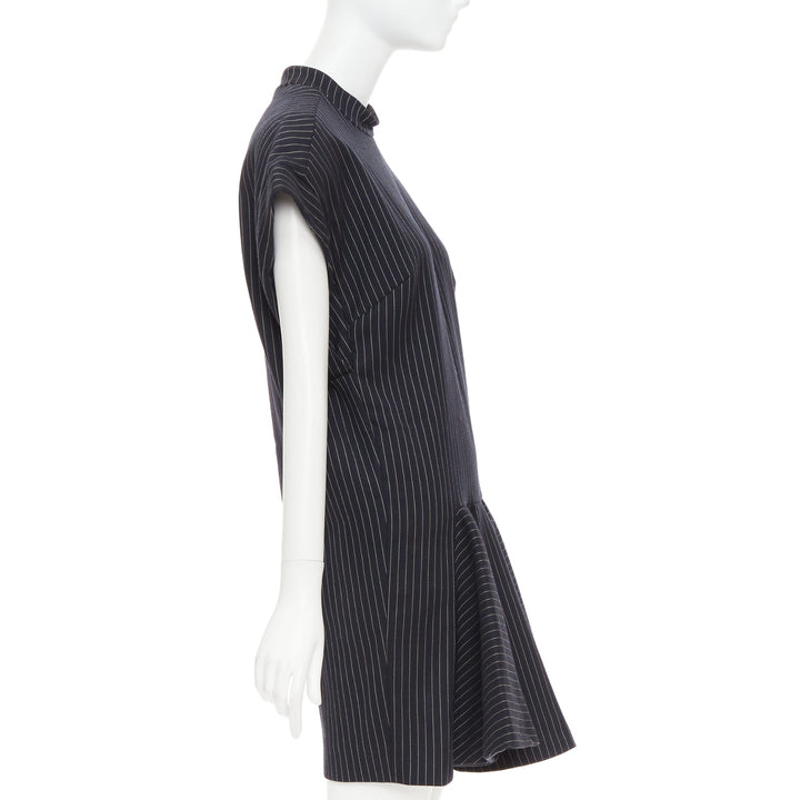 STELLA MCCARTNEY 2013 grey wool blend pinstripe structural pleated dress IT40 S