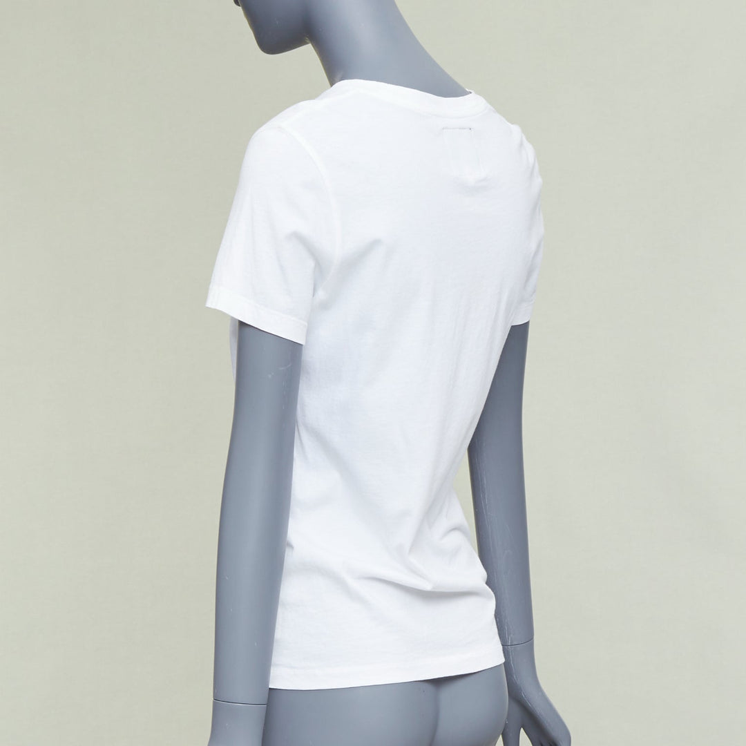 KENZO Jungle white cotton grey tiger felt print fitted crew tshirt S