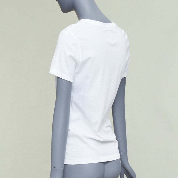 KENZO Jungle white cotton grey tiger felt print fitted crew tshirt S