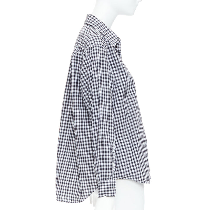 BURBERRY black white cotton check gingham silver snap button shirt IT40 S