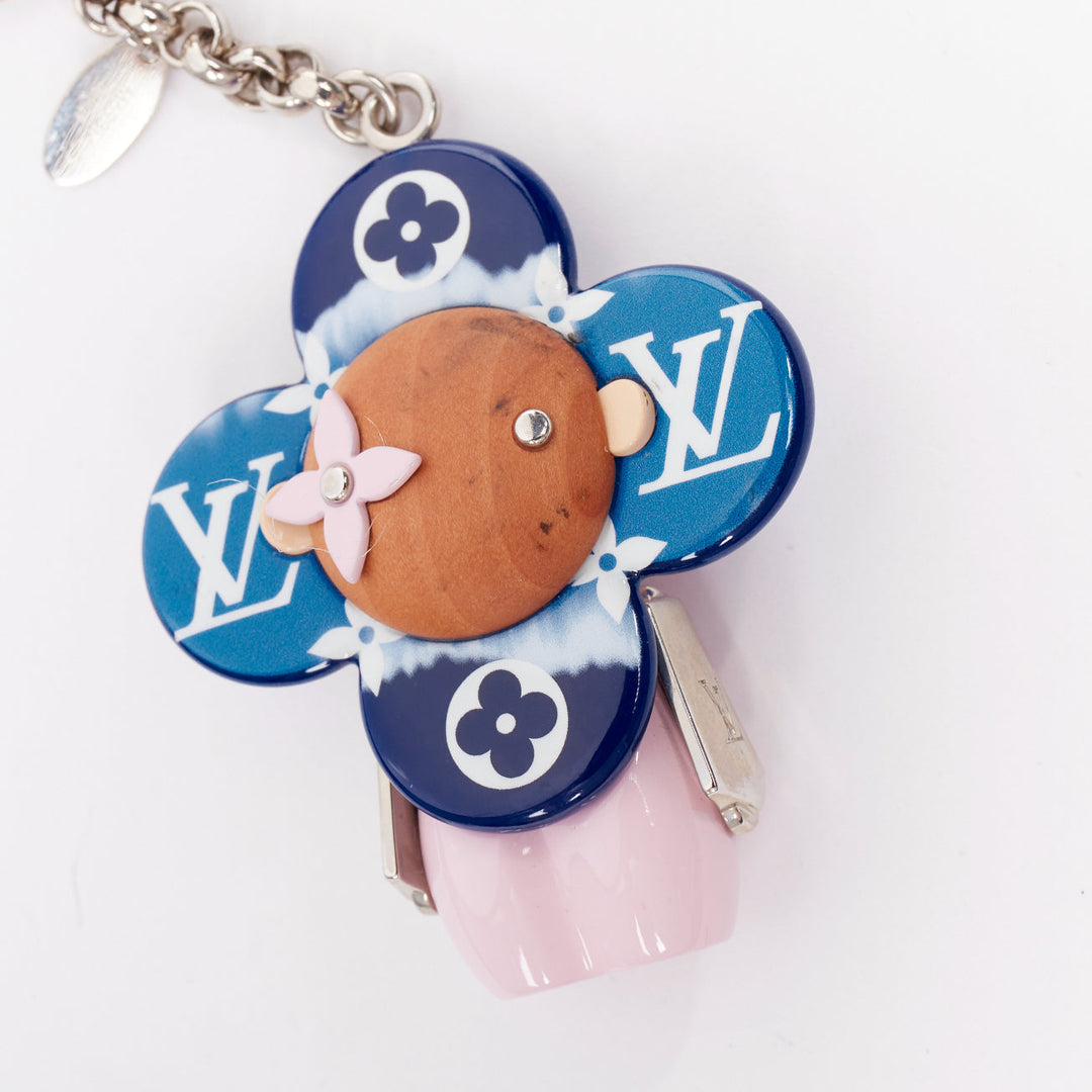 LOUIS VUITTON Vivienne Escale Giant Monogram blue pink LV floral bag charm