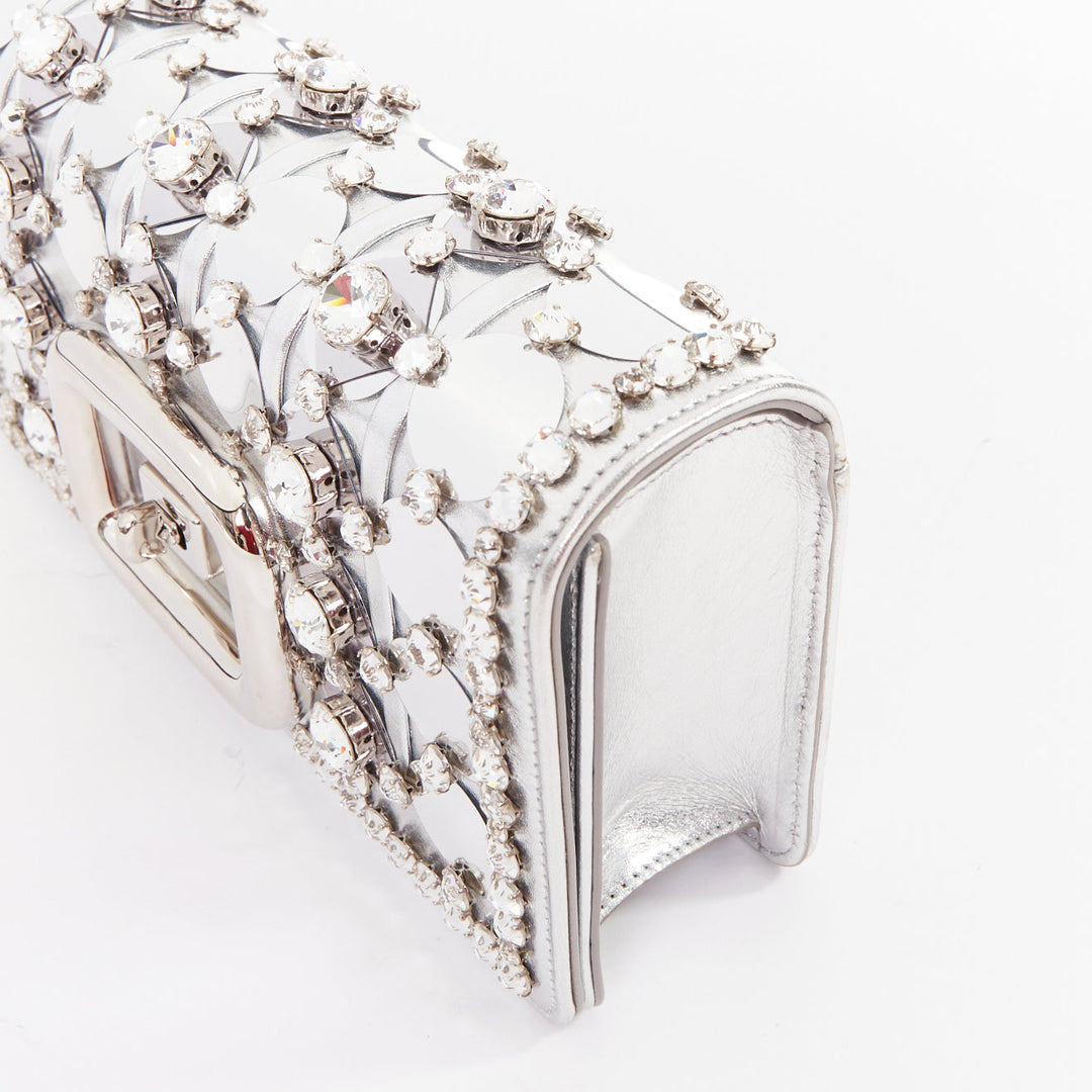 ROGER VIVIER 2023 Kaleidochoc Viv Choc Mini Disco silver sequin crystal bag