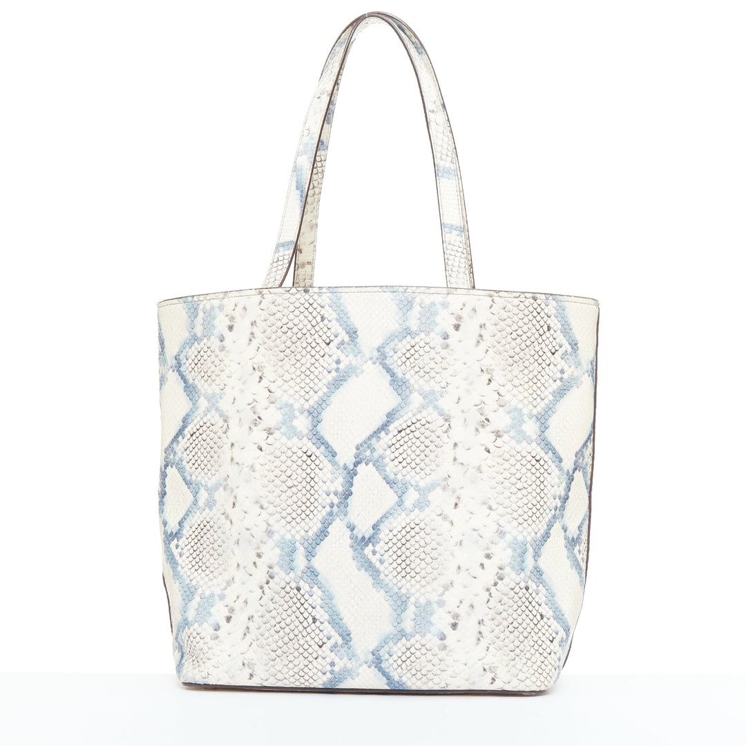 KATE SPADE blue cream scaled print goat skin gold logo drawstring tote bag