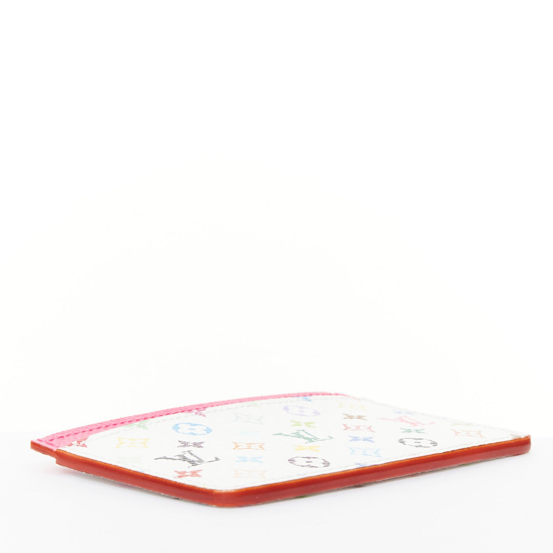 LOUIS VUITTON 2025 Runway Takashi Murakami white Monogram Multicolore cardholder