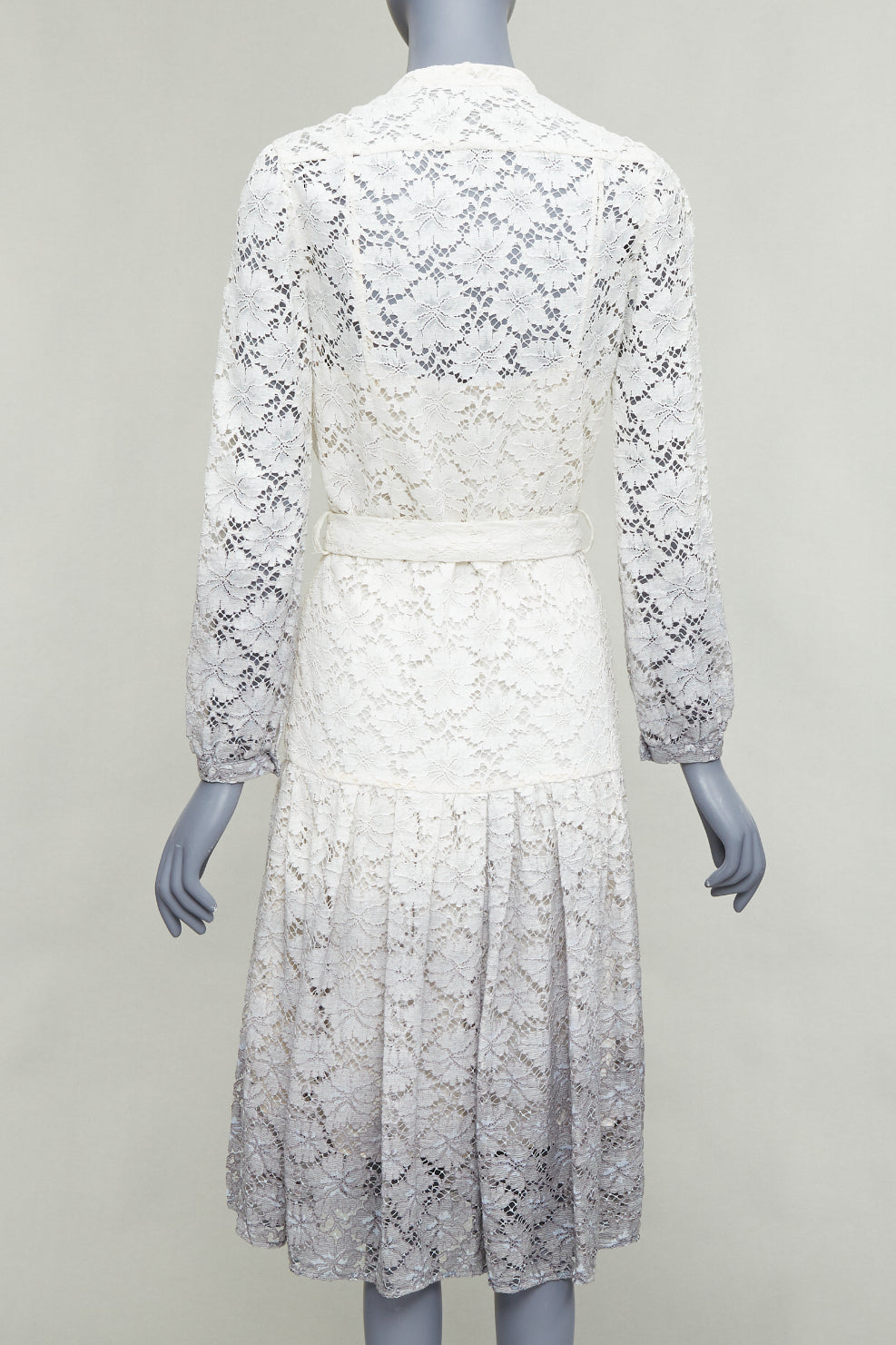 rare BURBERRY PRORSUM 2014 cream grey ombre lace dress IT38 XS Olivia Palermo