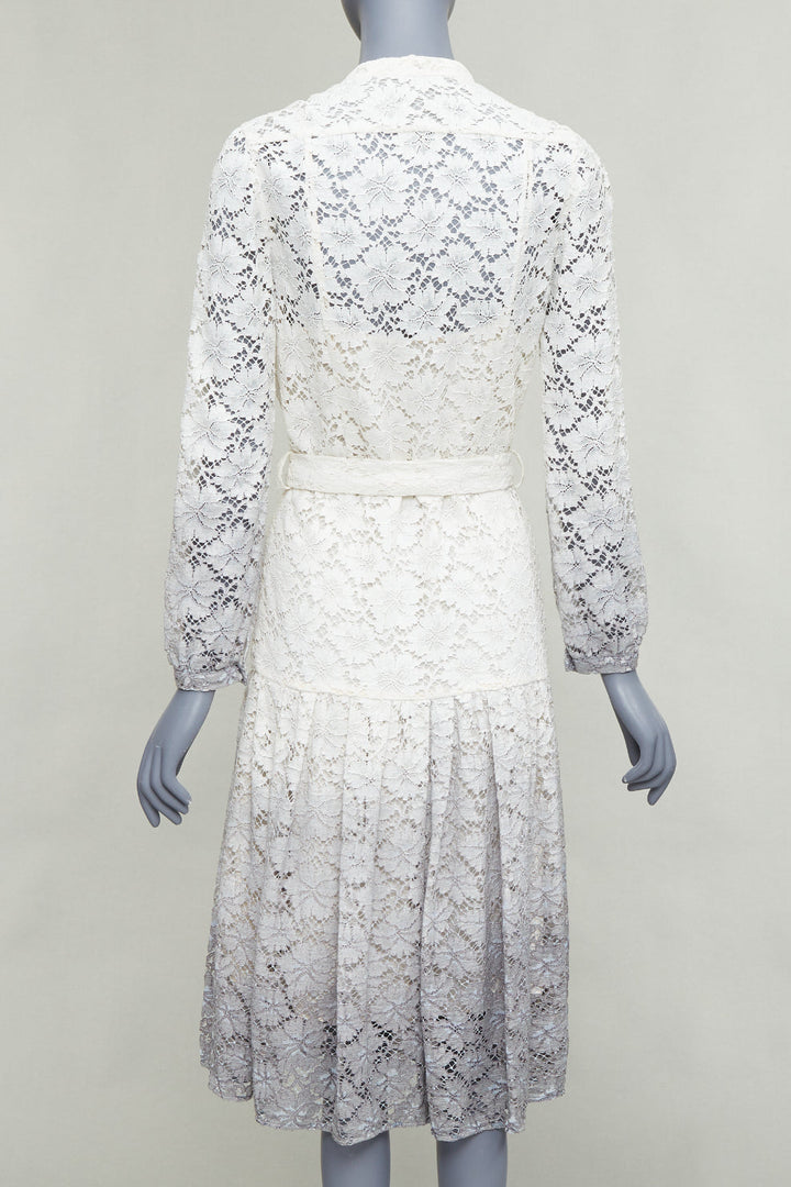 rare BURBERRY PRORSUM 2014 cream grey ombre lace dress IT38 XS Olivia Palermo