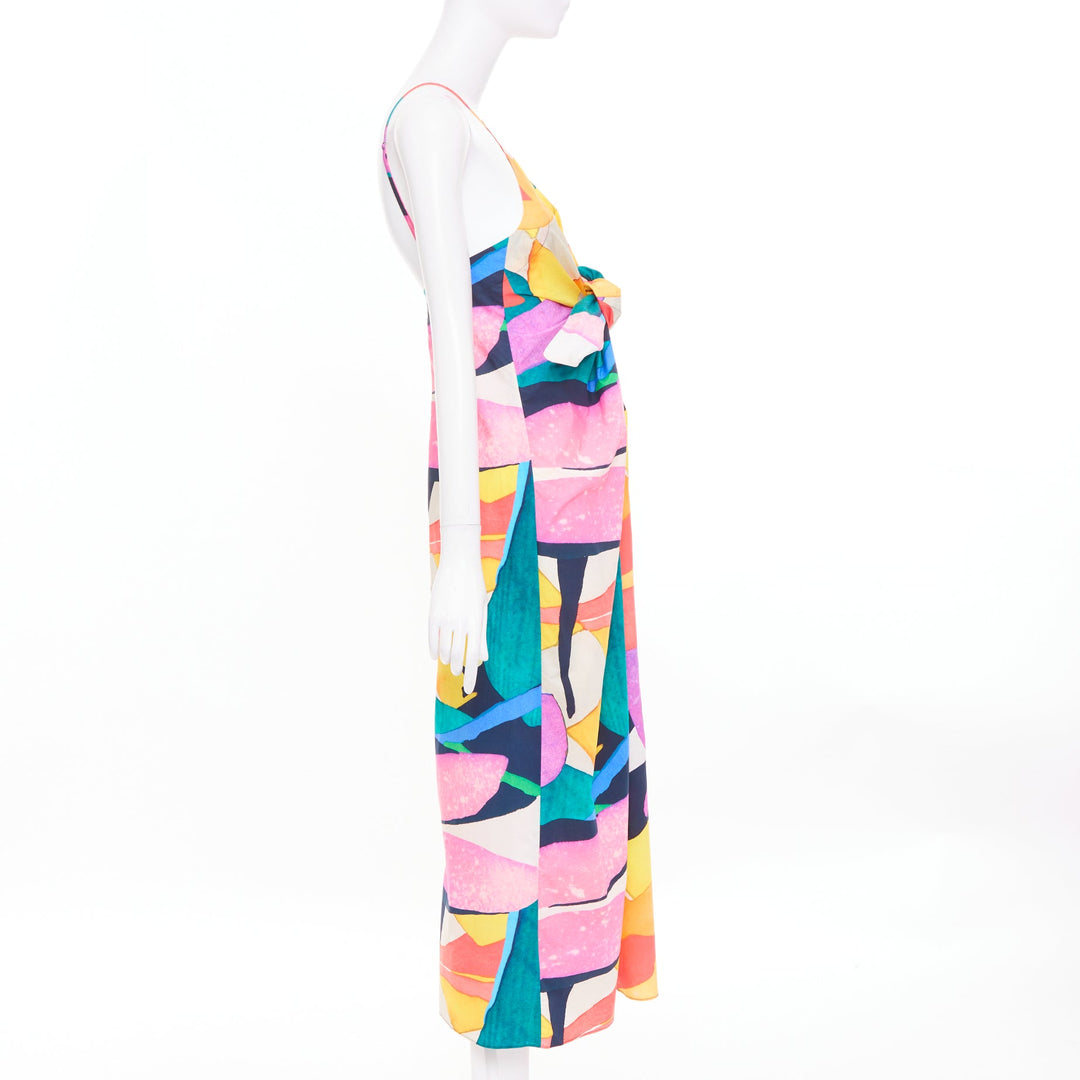 MARA HOFFMAN Lolita Deltoria abstract multicolor print cotton poplin dress M