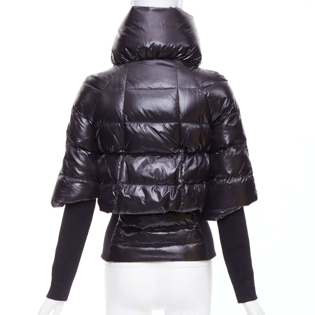 MONCLER Norme Afnor G32-003 black nylon layered high neck puffer jacket Sz.0 XS