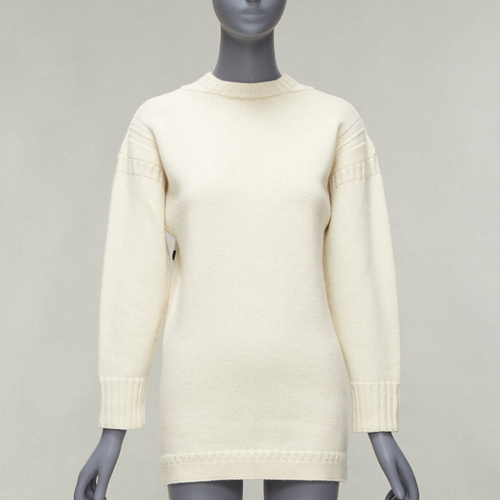 DIOR 2019 wool cashmere cream Rather Be Sailing long pullover sweater FR34 XS
