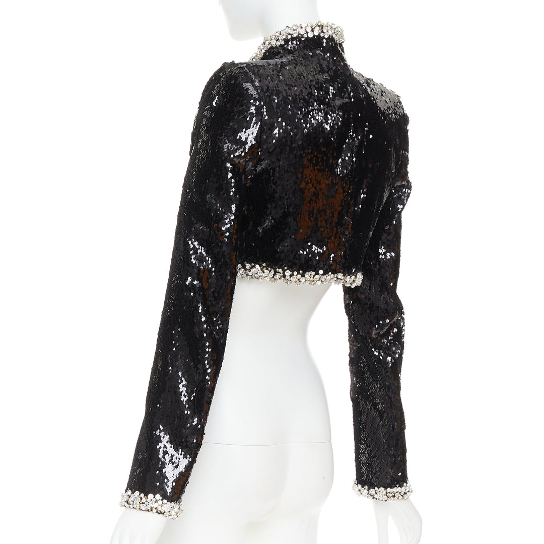 ALEXANDRE VAUTHIER COUTURE SS2025 Runway black sequin silver crystal crop jacket
