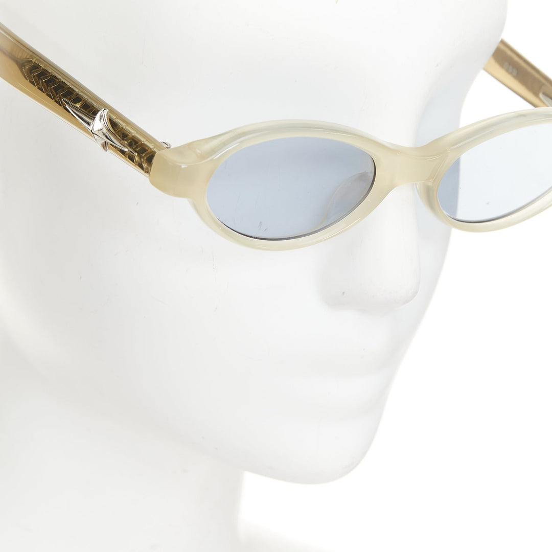 GENTLE MONSTER 2025 BOLD Odd IC3 ivory acetate blue lens oval sunglasses