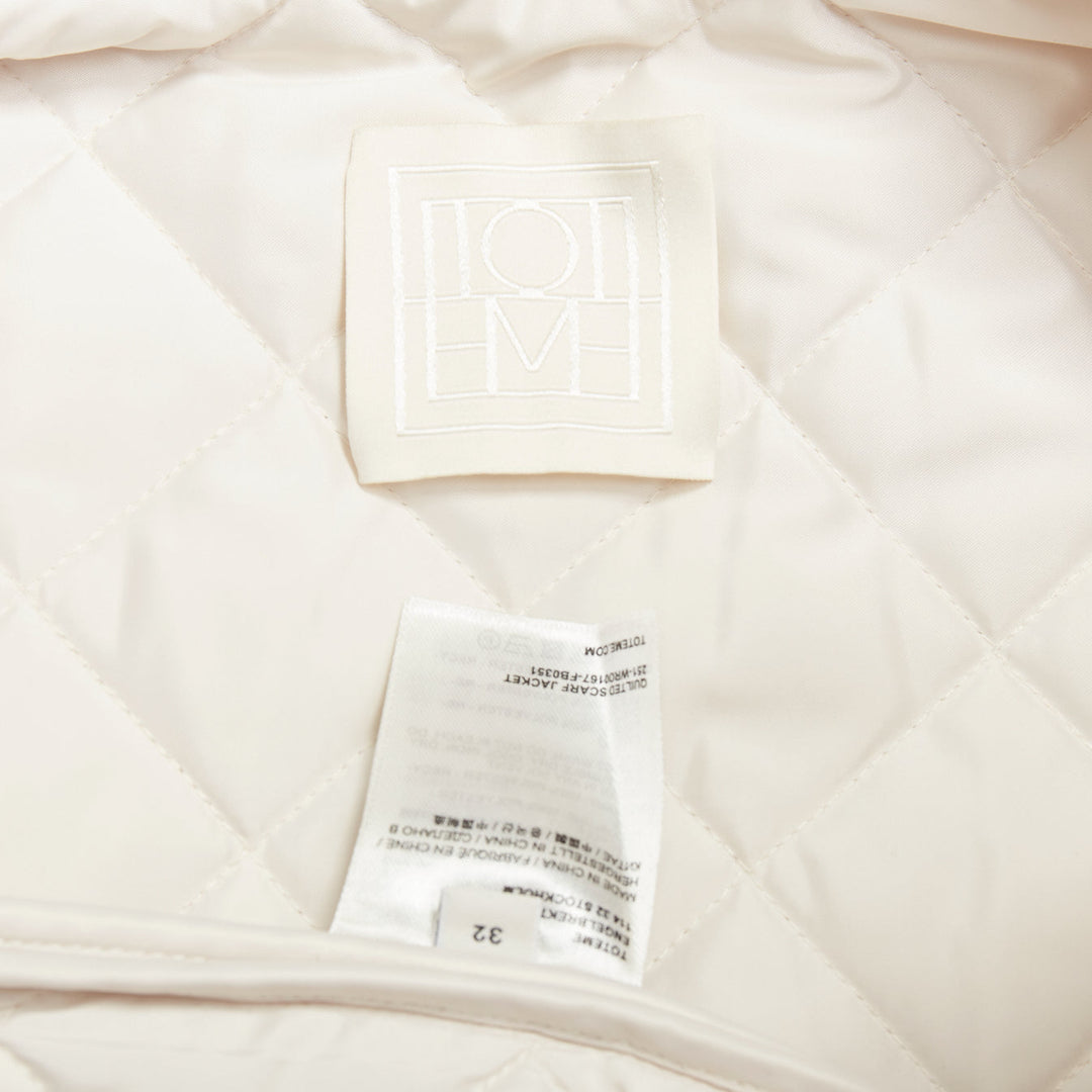 TOTEME Quilted Scarf off white diamond quilt pocketed jacket coat FR32 XXS