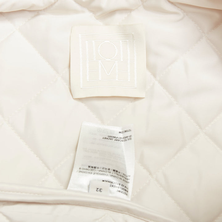 TOTEME Quilted Scarf off white diamond quilt pocketed jacket coat FR32 XXS