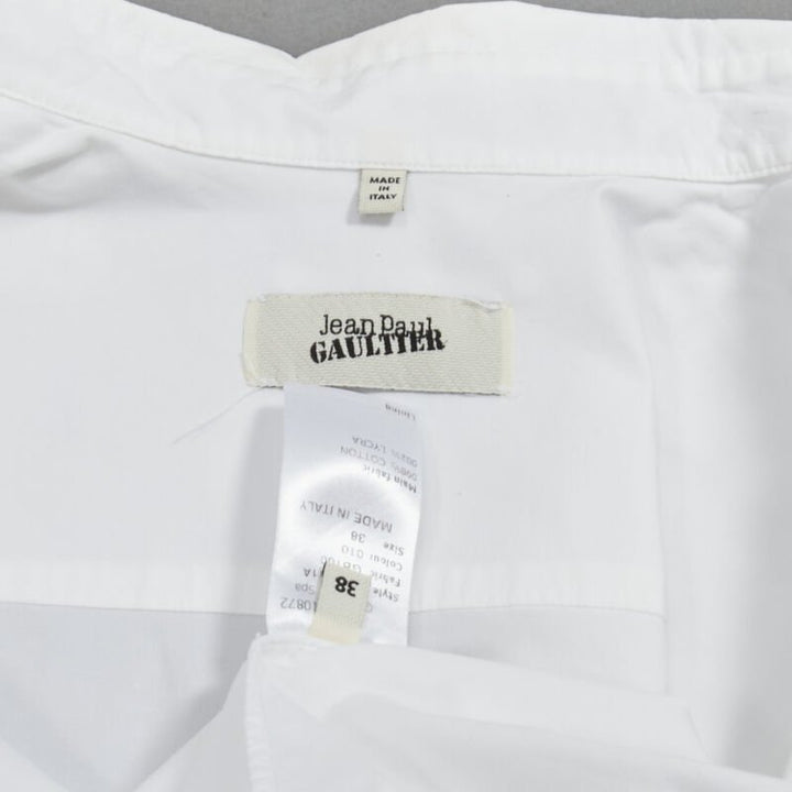 JEAN PAUL GAULTIER white cotton high low hem button up shirt FR38 S