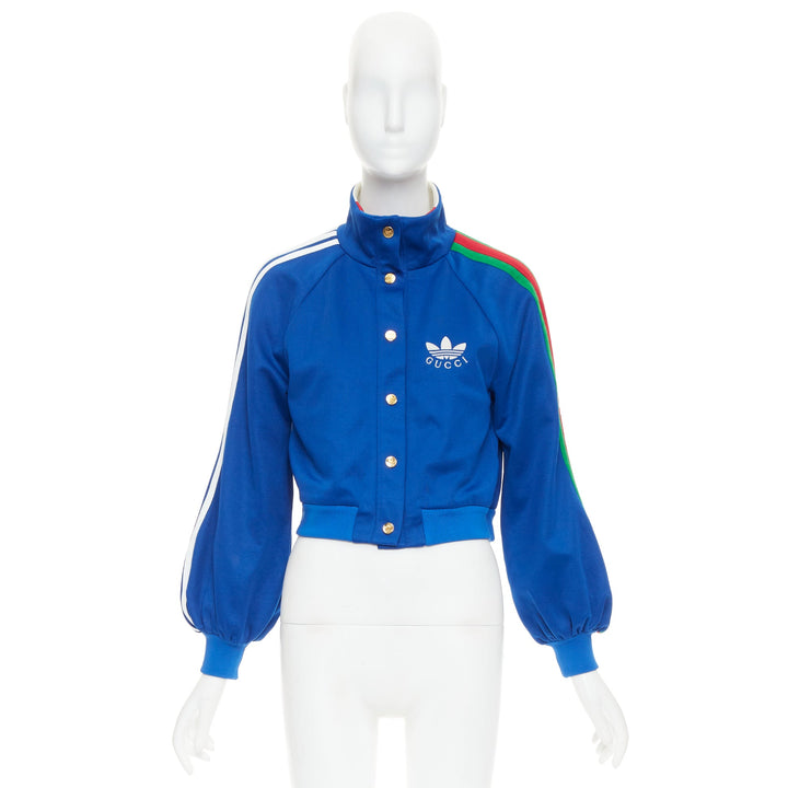 GUCCI Adidas 2022 Trefoil blue embroidery web trim logo track jacket XS