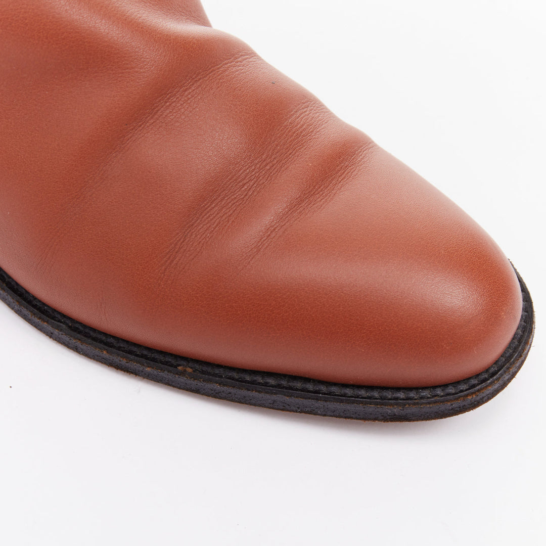 HERMES Jumping Kelly tri-color black brown navy calfskin riding boots EU37